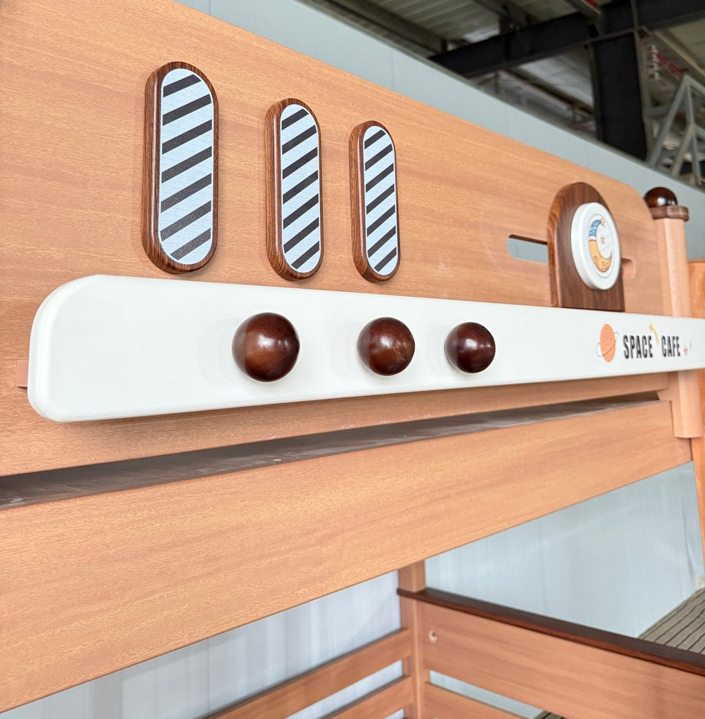 ANJU Wooden Double Decker Bed with Two Same-Width Bunks