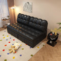 ANJU Armless Pull Out Sofa Bed with Square-Tufted Seat, Single or 2-Seater, 80–190 cm