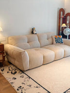 ANJU Block-Tufted Plump Low Sofa in Soft Textured Fabric, 220–380 cm