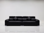 ANJU Adjustable Headrest Straight Sofa with Chrome Feet, Faux Leather, Tech or Suede-Feel Fabric, 130–360 cm