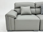 ANJU Headrest Sofa with Trimmed Wide Arms, Faux or Top-Grain Leather, 280–340 cm