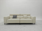 ANJU Adjustable Headrest Sofa with Walnut Arm Inlay, Faux Leather or Suede-Feel Fabric, 125–366 cm
