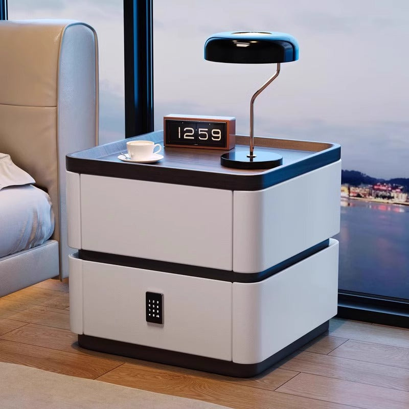 ANJU Rounded Bedside Cabinet with Optional Code Lock, 2 Drawers, W40–50 cm